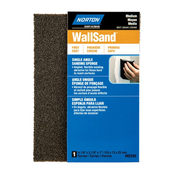 Norton Abrasives Norton WallSand 4.88 in. L X 2.88 in. W X 1 in. Medium Single Angle Sanding Sponge 07660702285 - main